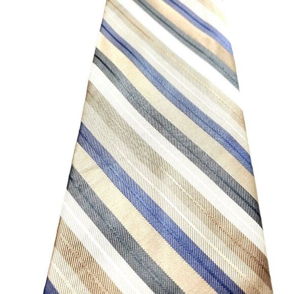 Calvin Klein Silk‎ Tie Striped Woven Tan - Picture 2 of 6